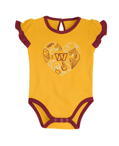 Outerstuff Newborn And Infant Boys And Girls Burgundy, Gold Washington Commanders Too Much Love Two-piece Bodys In Burgundy,gold