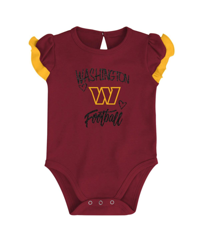 Outerstuff Newborn And Infant Boys And Girls Burgundy, Gold Washington Commanders Too Much Love Two-piece Bodys In Burgundy,gold