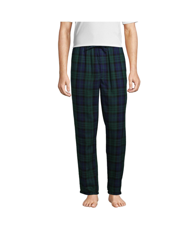 Lands' End Men's Tall Flannel Jogger Pajama Pants In Deep Sea Navy,ivory  Plaid | ModeSens