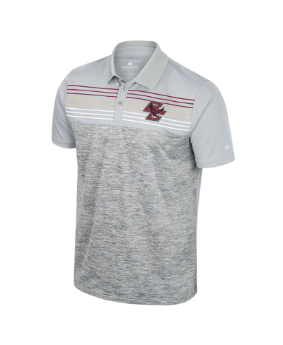Colosseum Men's  Maroon, Heathered Gray Boston College Eagles Caddie Polo Shirt In Gray