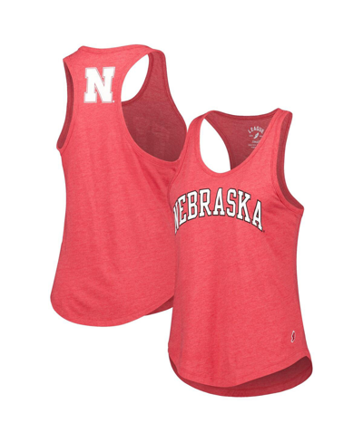 Shop League Collegiate Wear Women's  Heather Scarlet Nebraska Huskers Two-hit Intramural Tri-blend Scoop N