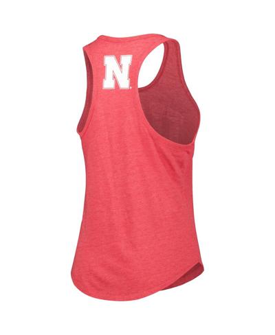 Shop League Collegiate Wear Women's  Heather Scarlet Nebraska Huskers Two-hit Intramural Tri-blend Scoop N