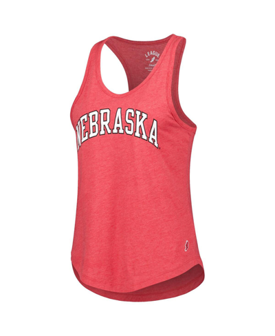 Shop League Collegiate Wear Women's  Heather Scarlet Nebraska Huskers Two-hit Intramural Tri-blend Scoop N