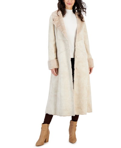 Shop Via Spiga Women's Faux-suede Faux-fur-lined Coat In Beige,biege Grooved