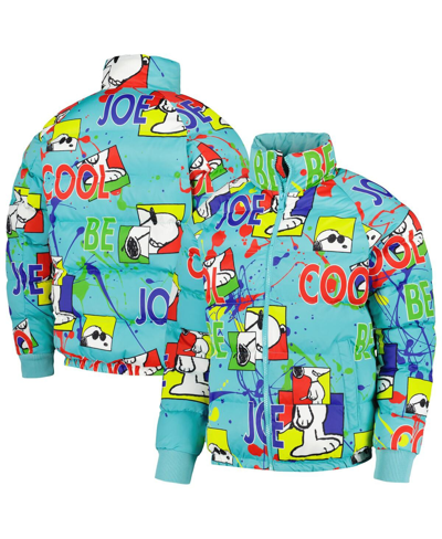 Freeze Max Men's  Teal Peanuts Snoopy Joe Cool Puffer Raglan Full-zip Jacket In Teal