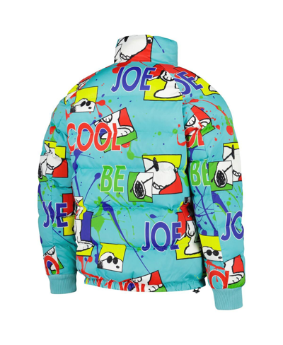 Shop Freeze Max Men's  Teal Peanuts Snoopy Joe Cool Puffer Raglan Full-zip Jacket