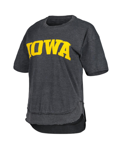 Shop Pressbox Women's  Black Distressed Iowa Hawkeyes Arch Poncho T-shirt