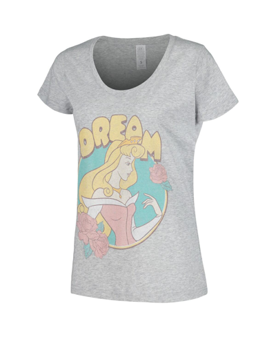 Shop Mad Engine Women's  Heather Gray Sleeping Beauty Dream Aurora Scoop Neck T-shirt