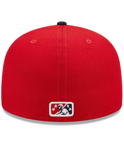 New Era Men's  Red, Navy Greenville Drive Marvel X Minor League 59fifty Fitted Hat In Red,navy