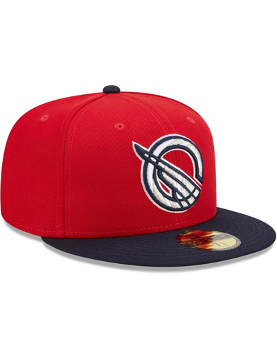 New Era Men's  Red, Navy Greenville Drive Marvel X Minor League 59fifty Fitted Hat In Red,navy