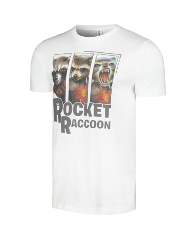 Mad Engine Men's And Women's  White Guardians Of The Galaxy Rocket Raccoon Panels T-shirt In White