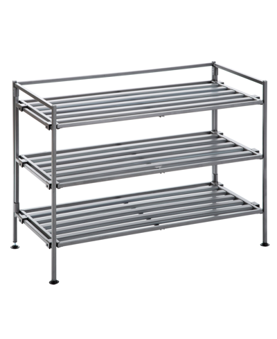 Seville Classics 3-tier Stackable 9-pair Resin Slat Shoe Rack In Ash Gray