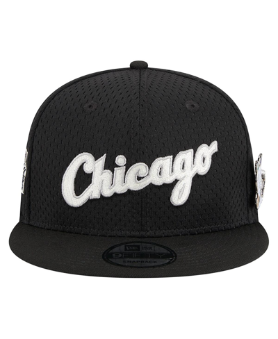 Shop New Era Men's  Black Chicago White Sox Post Up Pin 9fifty Snapback Hat