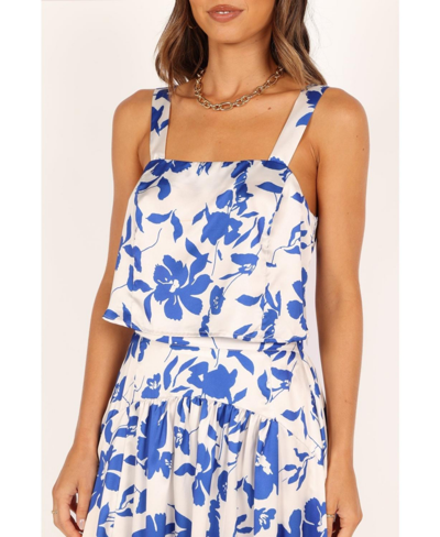 Shop Petal And Pup Women's Lulu Top And Skirt Set In Blue Floral