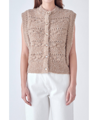 Shop English Factory Women's Chunky Textured Knit Vest In Brown