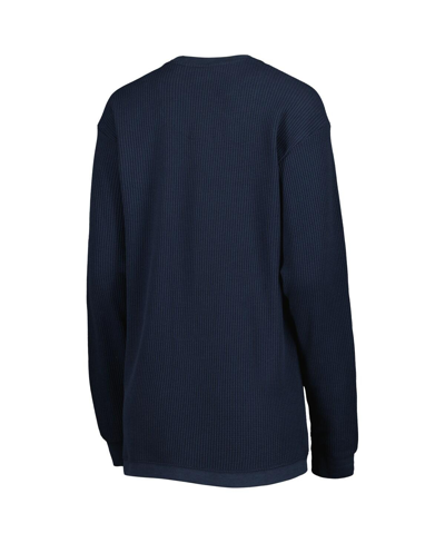 Pressbox Navy West Virginia Mountaineers Surf Plus Size Southlawn Waffle-knit Thermal Tri-blend Long In Navy