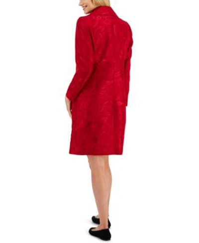 Shop Kasper Womens Floral Jacquard Blazer Princess Dress In Fire Red