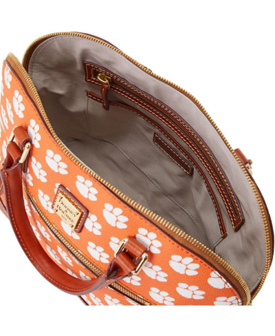 Shop Dooney & Bourke Women's  Clemson Tigers Signature Zip Satchel Purse In Orange