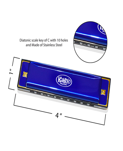 Kako'o Music Classic Blue Metal Harmonica In Multi