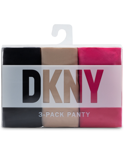 Dkny Women's 3-pk. Litewear Cut Anywear Hipster Underwear Dk5028bp3 In Black,glow,pearl Cream