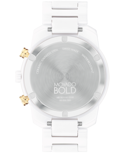Shop Movado Men's Bold Verso Swiss Quartz Chrono White Ceramic Watch 44mm