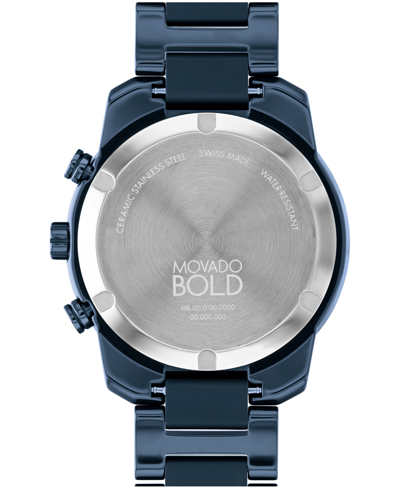 Shop Movado Men's Bold Verso Swiss Quartz Chrono Blue Ceramic Watch 44mm