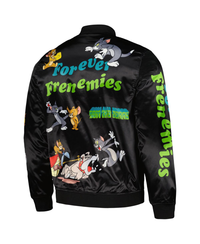 Freeze Max Men's  Black Tom And Jerry Graphic Satin Full-snap Jacket In Black