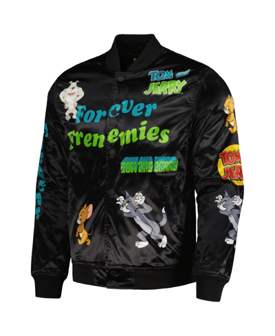 Freeze Max Men's  Black Tom And Jerry Graphic Satin Full-snap Jacket In Black