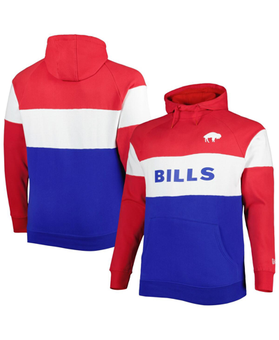 New Era Men's  Royal Buffalo Bills Big And Tall Throwback Colorblock Fleece Raglan Pullover Hoodie In Royal