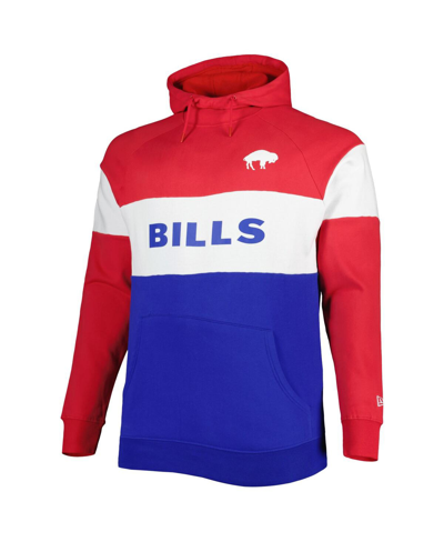 New Era Men's  Royal Buffalo Bills Big And Tall Throwback Colorblock Fleece Raglan Pullover Hoodie In Royal