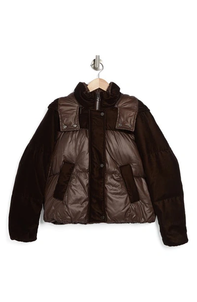 Shop Andrew Marc Hooded Quilted Down Puffer Jacket In Chocolate