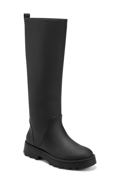 Shop Aerosoles Slalom Water Resistant Faux Leather Boot In Black Leather Pu