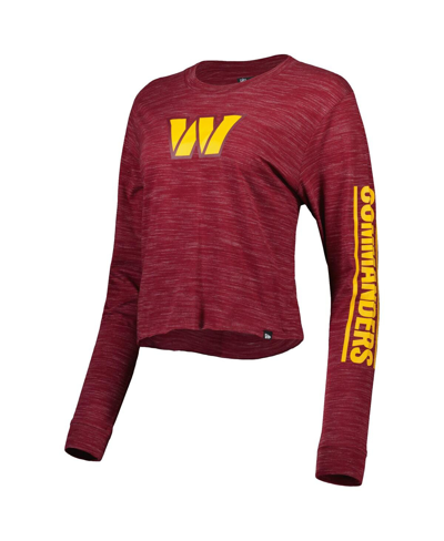 Shop New Era Women's  Burgundy Washington Commanders Crop Long Sleeve T-shirt