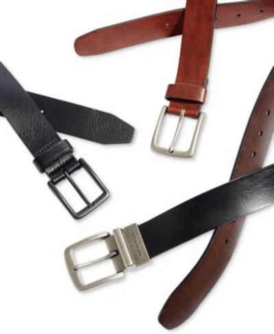 Shop Perry Ellis Portfolio Perry Ellis Mens Leather Casual Belts Collection In Brown