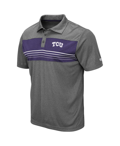 Colosseum Heathered Charcoal Tcu Horned Frogs Smithers Polo In Heathered Charcoal