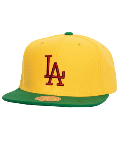 Mitchell & Ness Men's  Yellow, Green Los Angeles Dodgers Hometown Snapback Hat In Yellow,green