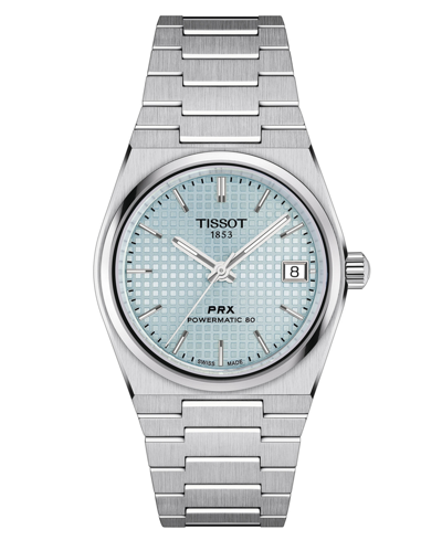 Tissot Women's Swiss Automatic Prx Powermatic 80 Stainless Steel Bracelet Watch 35mm In Ice Blue