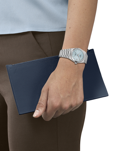 Tissot Women's Swiss Automatic Prx Powermatic 80 Stainless Steel Bracelet Watch 35mm In Ice Blue