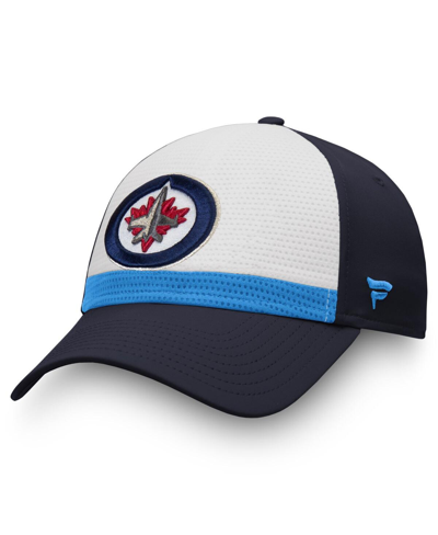Shop Fanatics Men's  White, Navy Winnipeg Jets Breakaway Current Jersey Flex Hat In White,navy