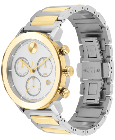 Shop Movado Men's Swiss Chronograph Bold Evolution Two Tone Stainless Steel Bracelet 42mm