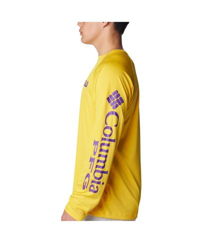 Shop Columbia Men's  Gold Lsu Tigers Terminal Tackle Omni-shade Raglan Long Sleeve T-shirt