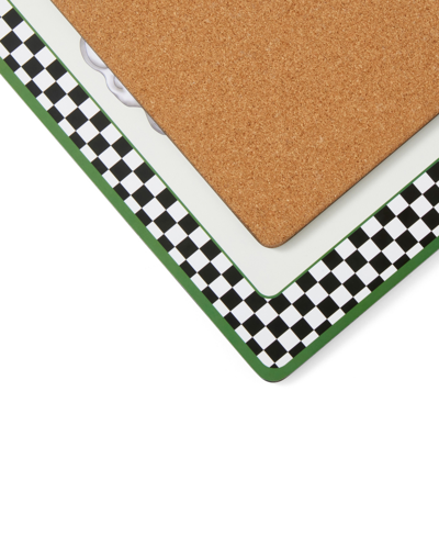 Spode Black And White Placemat And Coaster Set In Black And White