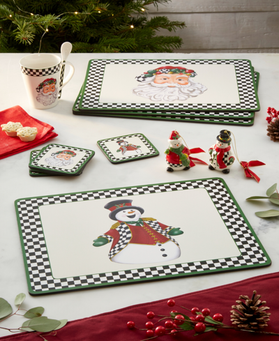 Spode Black And White Placemat And Coaster Set In Black And White