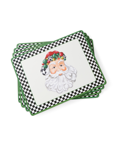 Spode Black And White Placemat And Coaster Set In Black And White