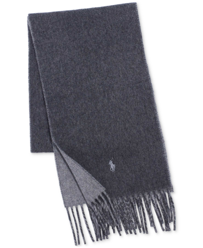 Shop Polo Ralph Lauren Men's Classic 2-in-1 Reversible Scarf In Dk Ch Htr,cls Gry Htr
