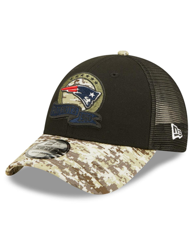 Shop New Era Big Boys  Black, Camo New England Patriots 2022 Salute To Service 9forty Snapback Trucker Hat In Black,camo