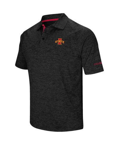 Shop Colosseum Men's  Black Iowa State Cyclones Down Swing Polo Shirt In Heathered Black