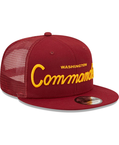 Shop New Era Men's  Burgundy Washington Commanders Script 9fifty Trucker Snapback Hat