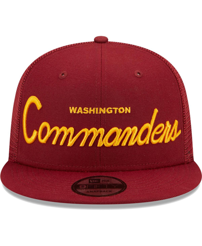 Shop New Era Men's  Burgundy Washington Commanders Script 9fifty Trucker Snapback Hat
