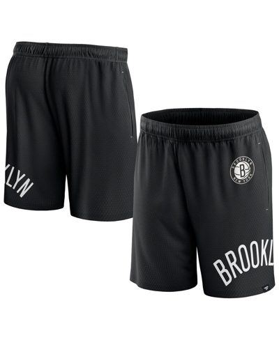 Shop Fanatics Men's  Black Brooklyn Nets Free Throw Mesh Shorts